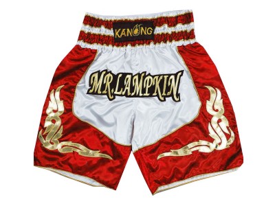 Pantaloncini boxe personalizzati : KNBXCUST-2043-Bianca-Rosso